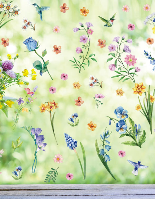 Load image into Gallery viewer, Aryroi Spring Flower Window Sticker Floral Decals Green 12.2x1.3 inch
