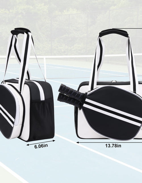 Load image into Gallery viewer, SPOENGRU PU Leather Pickleball Paddle Bag Small Black Fashion Tote
