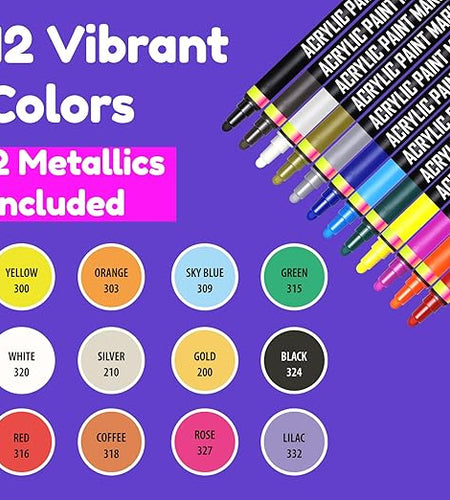 Artin-X DIY Acrylic Slides Gold with 12 Dual Tip Paint Markers