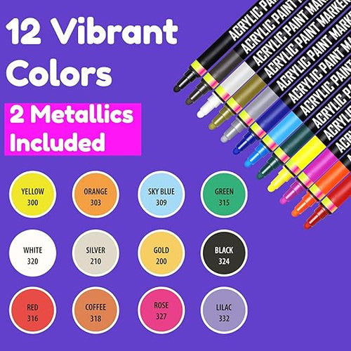 Load image into Gallery viewer, Artin-X DIY Acrylic Slides Gold with 12 Dual Tip Paint Markers
