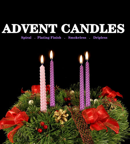 SEVEN LUCKY LIGHT 10in Advent Candles Set of 4 Dripless White Wax