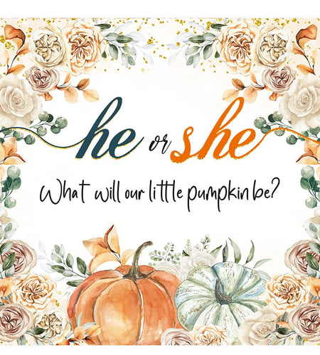 CUMIA Autumn Pumpkin Gender Reveal Backdrop 7x5FT Orange Fall Photo Prop