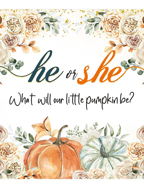 Load image into Gallery viewer, CUMIA Autumn Pumpkin Gender Reveal Backdrop 7x5FT Orange Fall Photo Prop
