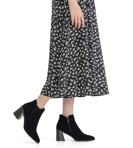 Vepose Women's Ankle Booties Pointed Toe Block Heel Blacknubuck Size 10
