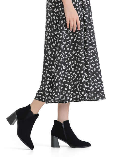 Load image into Gallery viewer, Vepose Women's Ankle Booties Pointed Toe Block Heel Blacknubuck Size 10
