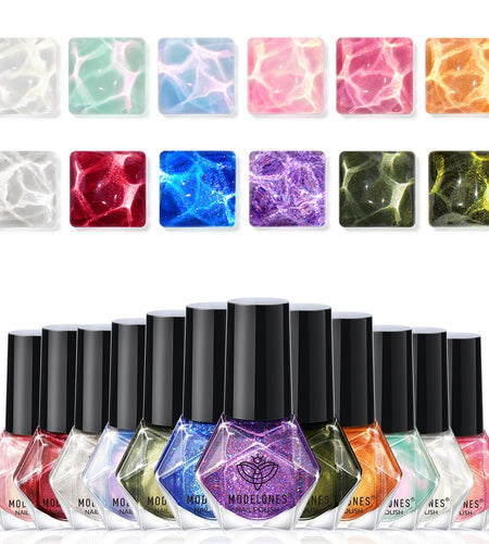 modelones Nail Polish Set 12 Colors Winter Sparkle Glitter Red Green Gold