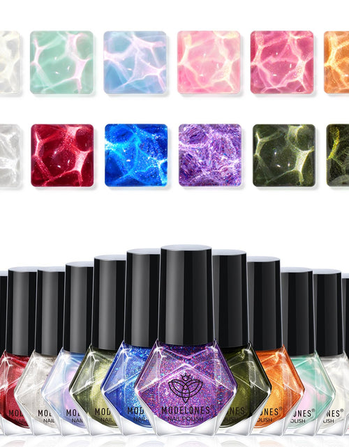 Load image into Gallery viewer, modelones Nail Polish Set 12 Colors Winter Sparkle Glitter Red Green Gold
