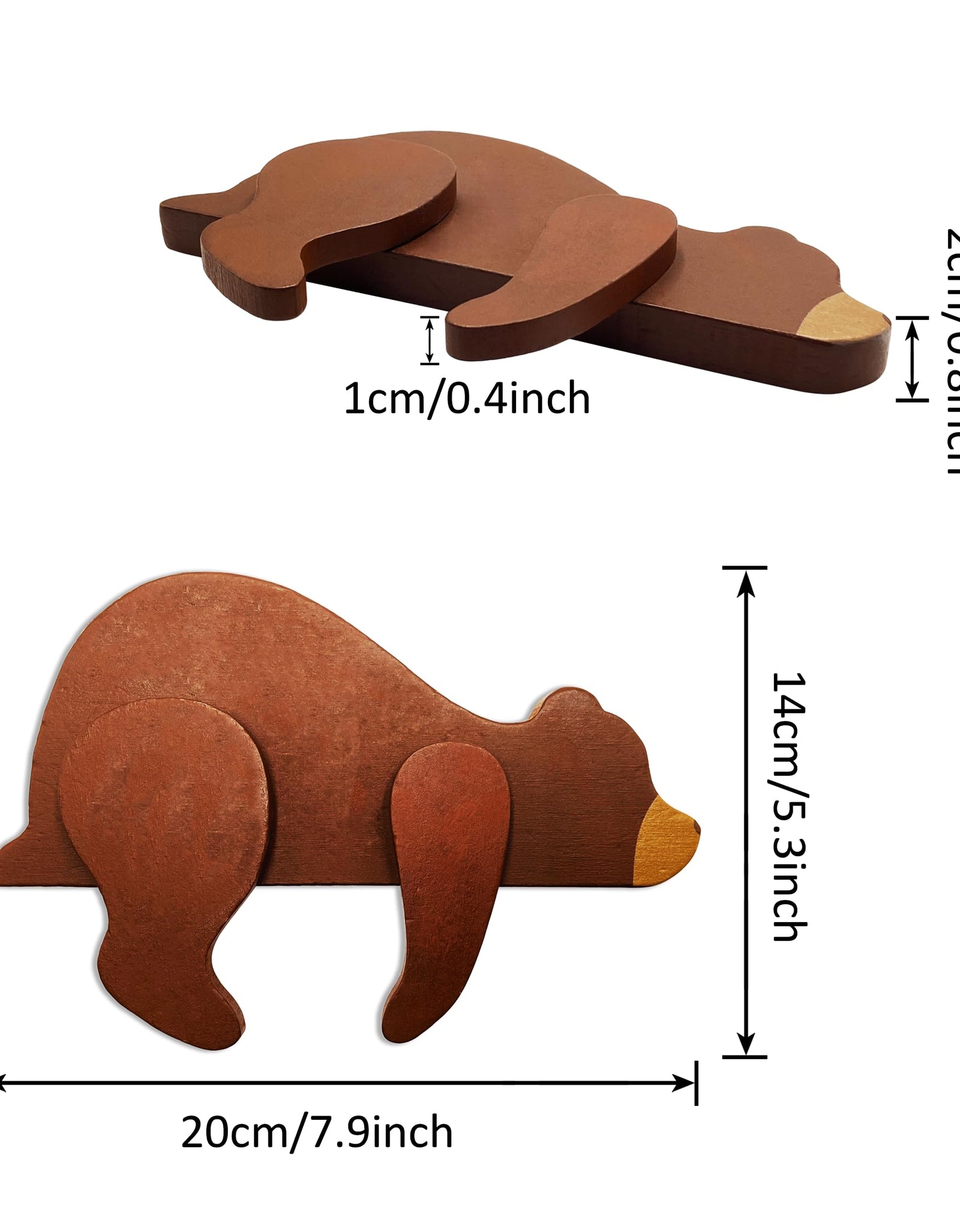 Fcimu Woodland Nursery Decor Black Bear Wooden Sleeping Bear Brown