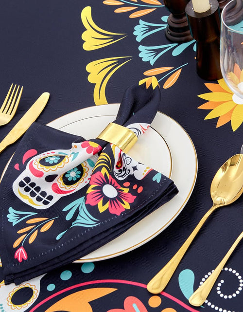 Load image into Gallery viewer, YiHomer Day of The Dead Table Runner Floral Skeleton Mask 14x72
