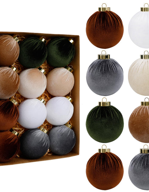 Load image into Gallery viewer, SUPREME XMAS 12 Pcs Velvet Christmas Ornaments Set 80mm Multi Color

