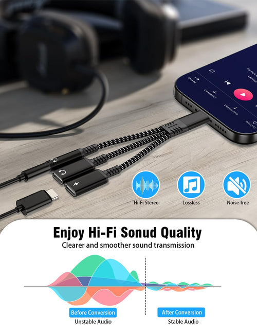 Load image into Gallery viewer, tiavalmax USB C Splitter 3.5mm Headphone Charger Adapter 60W PD Fast Black
