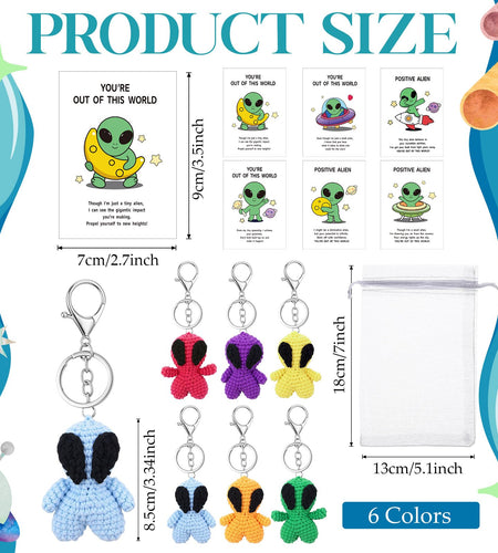 VioraWhite 6 Pcs Crochet Alien Keychain Set Colorful Space Yarn Gift