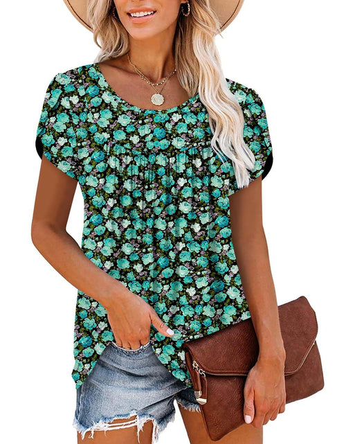 Load image into Gallery viewer, BETTE BOUTIK Womens Button Down Floral Blouse TealRose Size L
