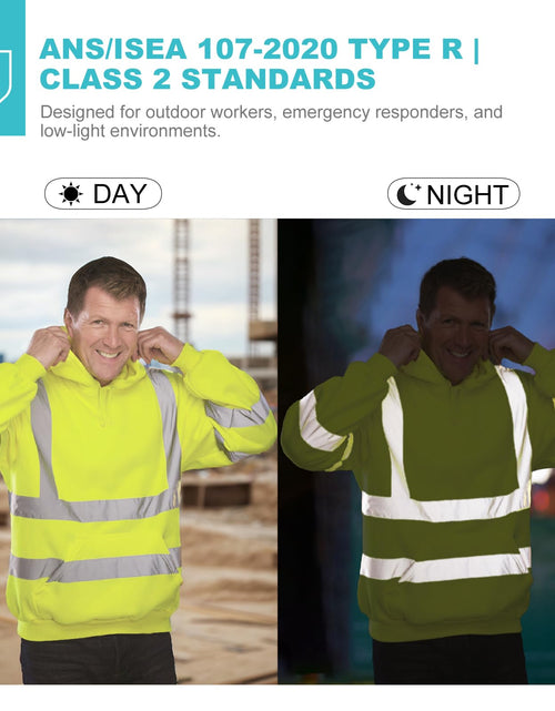 Load image into Gallery viewer, RadiantGear Hi-Vis Safety Hoodie Class 3 Reflective Yellow Size M

