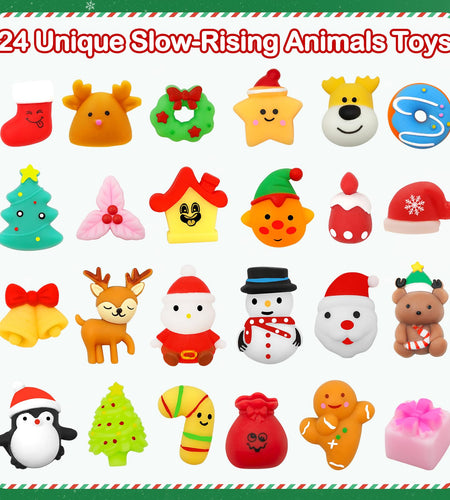 Govetom 2025 Mochi Squishy Advent Calendar 24 Days Multi-color Stress Toys