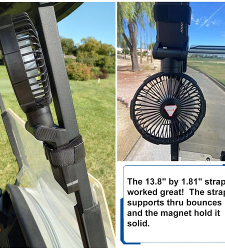 YUGYUM Golf Cart Fan Strap Reusable Adjustable Nylon Cinch Tie Black