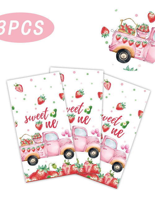 Load image into Gallery viewer, PHOGARY 3 PCS Strawberry Tablecloth Plastic Party Decor Pink 108x54in

