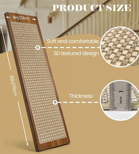 DEXDE 4-Pack Non-Slip Chenille Linen Stair Treads 9x30 Beige
