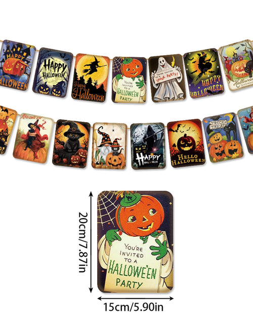 Load image into Gallery viewer, ICWJTGZ Vintage Halloween Banner 15 Pcs Retro Pumpkin Witch Paper Set A01
