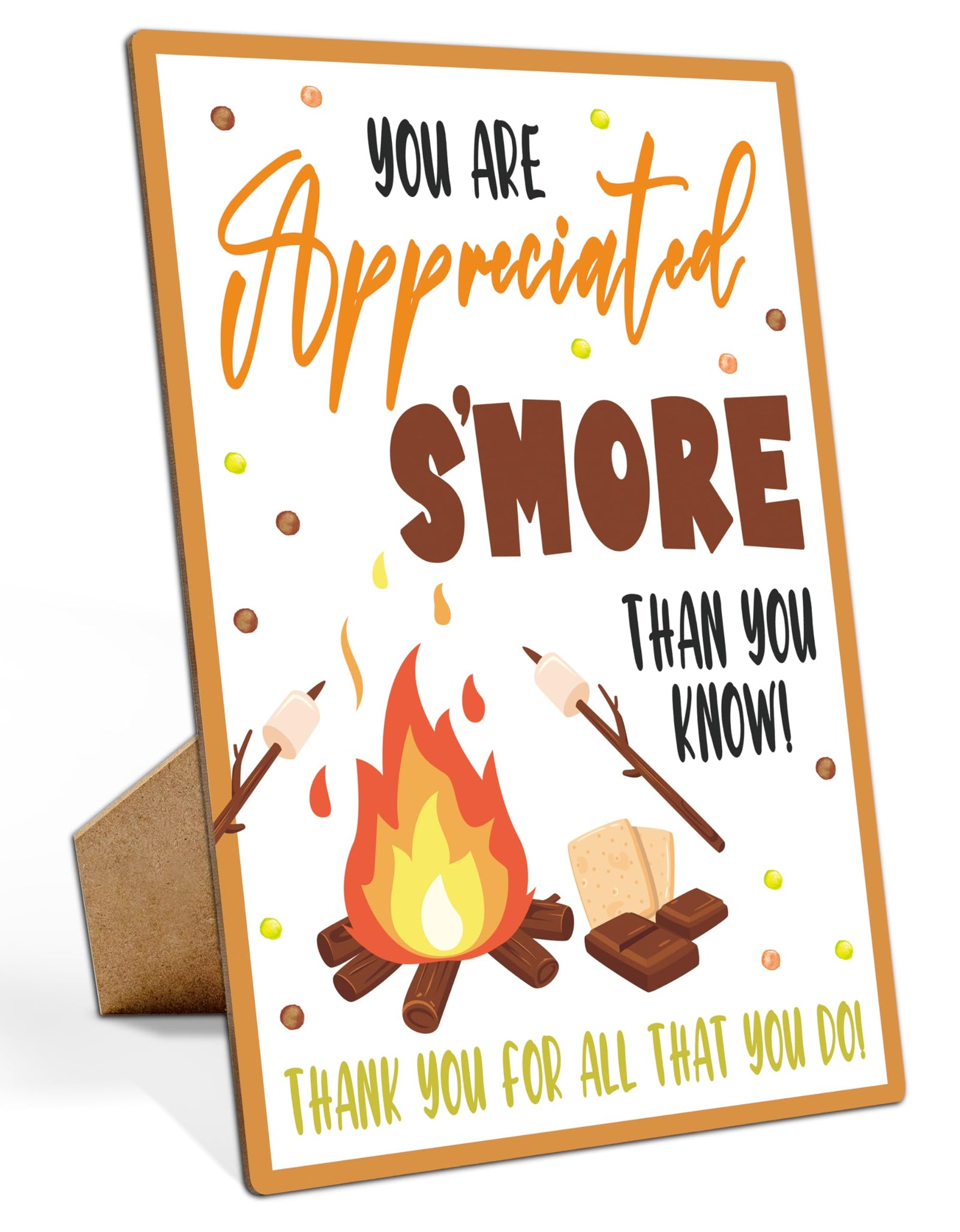 Muruseni Appreciated Smore Fall Party Sign 8x11 Wooden with Stand