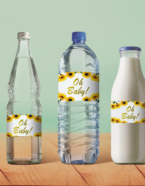 Load image into Gallery viewer, Outus 40pcs Sunflower Baby Shower Water Bottle Labels Floral Waterproof
