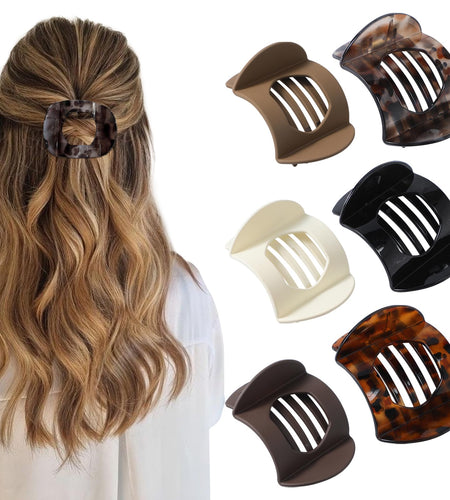 6 Pcs Flat Hair Clips Women Large Claw Clips Strong Hold No Slip Barrettes
