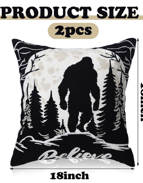 Load image into Gallery viewer, Burbell Bigfoot Christmas Pillow Covers Set of 2 Black 18x18
