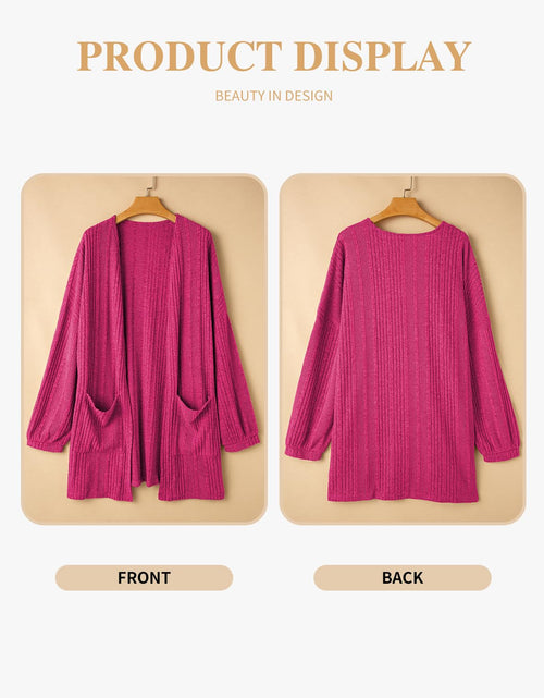 Load image into Gallery viewer, Eytino Women's Plus Size Cardigan Long Sleeve Waffle Knit Coral Paradise Size 1X
