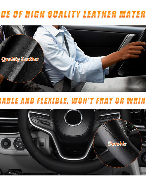 Load image into Gallery viewer, Ziciner Steering Wheel Cover Soft Leather Durable Universal 14.5-15in Gray

