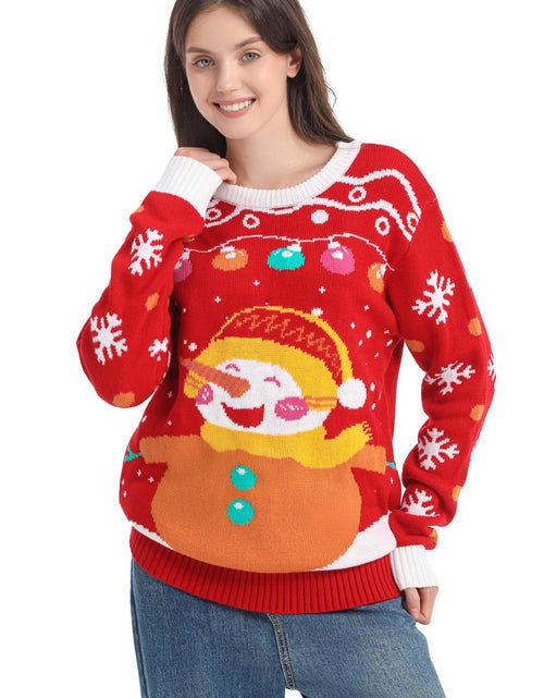Load image into Gallery viewer, MGparty Women's Ugly Christmas Sweater Light Up Pullover Red Size M
