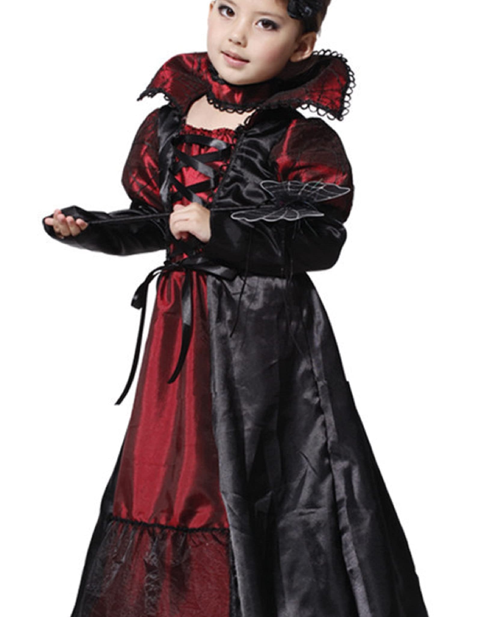 DNQCOS Girls Gothic Vampire Vampiress Dress Costume Black Size 4-6 Years