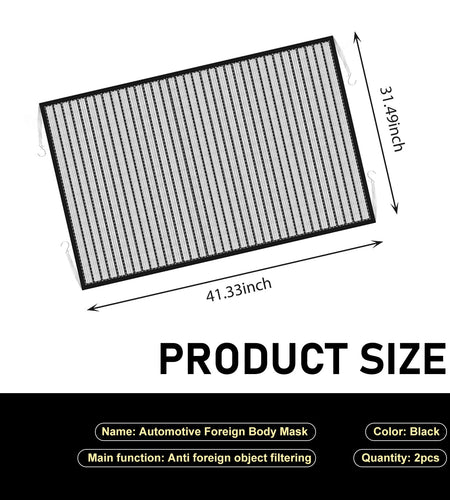 Downhill Front Hood Grille Protection Mesh 2PCS 41.33x31.49in Black