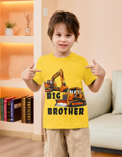Load image into Gallery viewer, Funnycokid Big Brother Bulldozers Excavator Toddler Shirt Yellow Size 2-3T

