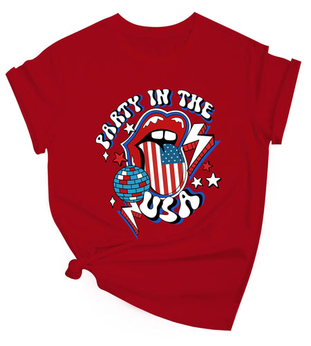 Solatria 4th of July Shirts Women USA Flag Cotton Crew Neck Red XL