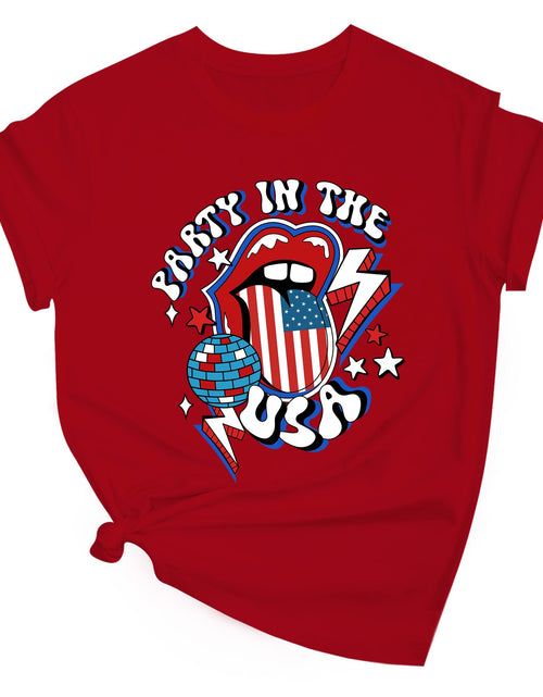 Load image into Gallery viewer, Solatria 4th of July Shirts Women USA Flag Cotton Crew Neck Red XL
