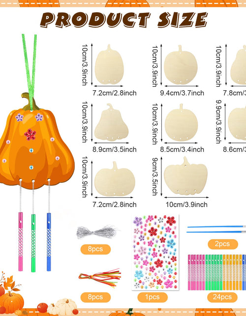 Load image into Gallery viewer, SRIZIAN Pumpkin Wind Chimes Kit DIY Wood Crafts Kids Autumn Party 8 Pack
