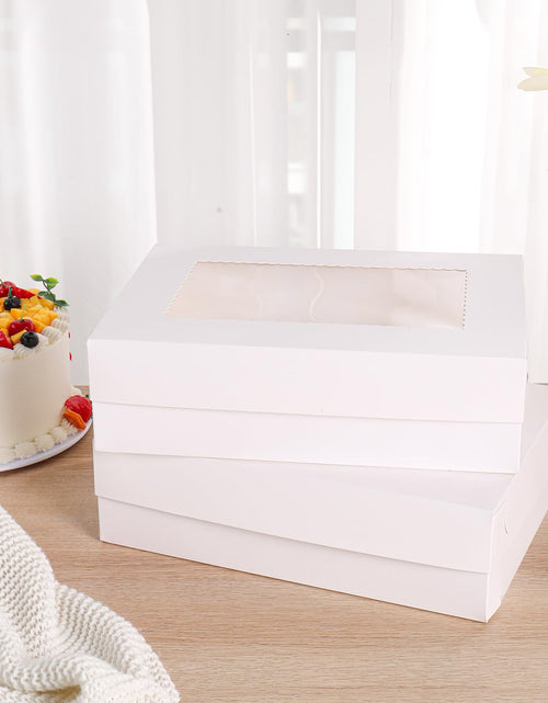 Load image into Gallery viewer, JCD 12pcs Cake Boxes 14x10x4in White Bakery Window Quarter Sheet
