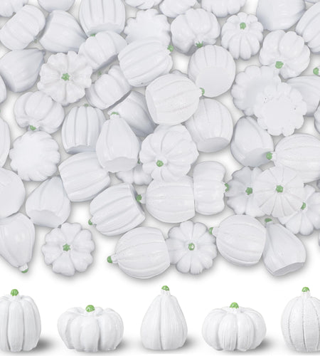 winemana Mini Pumpkins Fall Decorations 80 Pack White Resin Small