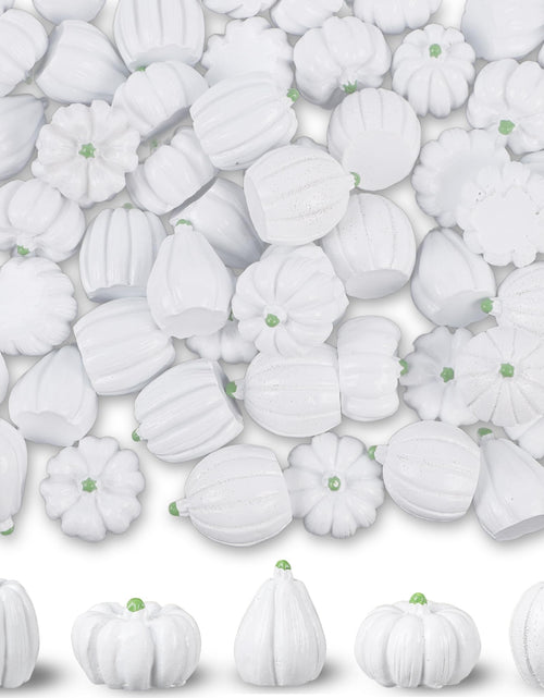 Load image into Gallery viewer, winemana Mini Pumpkins Fall Decorations 80 Pack White Resin Small
