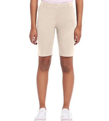 IZOD Junior Uniform Stretch Twill Skinny Bermuda Shorts Khaki Size 3