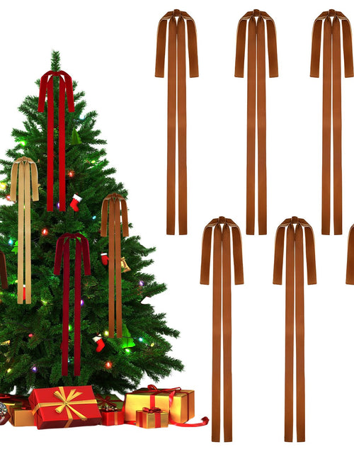 Load image into Gallery viewer, Rokkibom Camel Velvet Ribbon Bows 6 PCS Large 23.5x15.5 Inch Christmas

