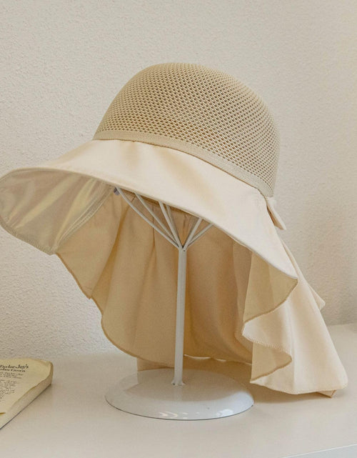 Load image into Gallery viewer, CAOCEFA Womens UPF50 Mesh Sun Hat Wide Brim Neck Flap Off White
