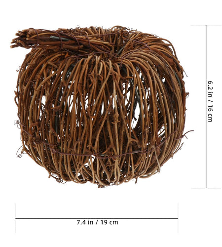 VOSAREA Wicker Rattan Pumpkin Ornament Rustic Brown 15CM Halloween Thanksgiving