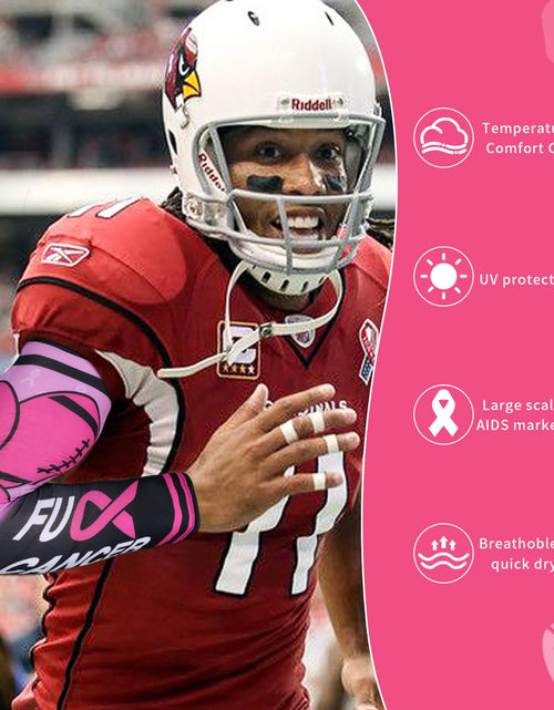 Load image into Gallery viewer, PABOBIT Breast Cancer Awareness Pink Ribbon Arm Sleeve Football 1Pair Size Adult
