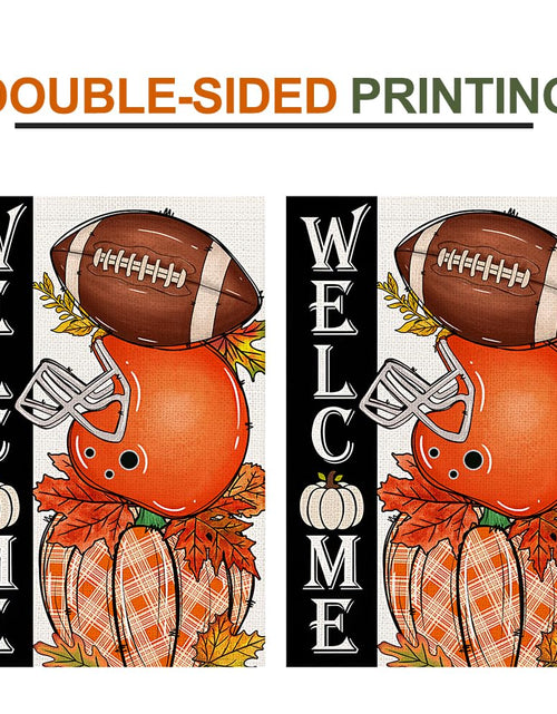 Load image into Gallery viewer, Decorhua Fall Garden Flag Burlap 12x18 Double Sided Football Pumpkin Orange

