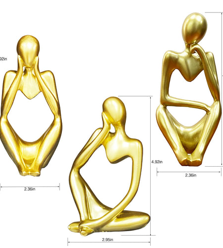 Lgmamob Thinker Gold Resin Decor Statue Small Sculpture Art Deco Figurine