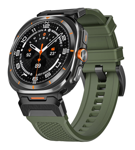 BOVIPO FKM Rubber Band for Samsung Galaxy Watch 7 Ultra 47mm Black-Green