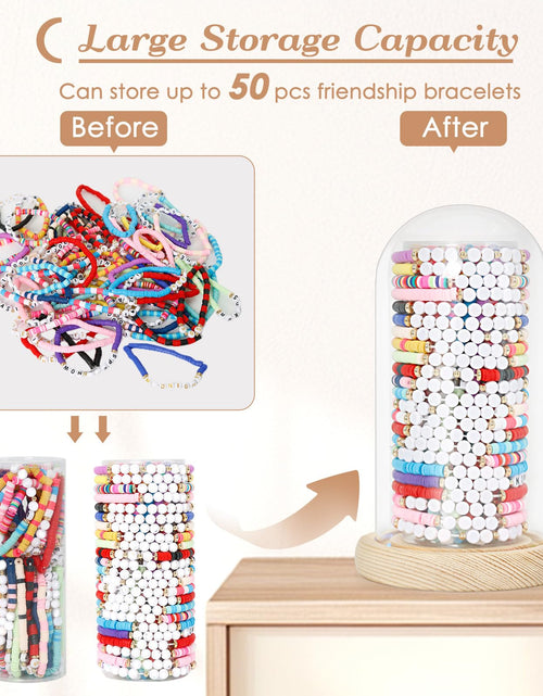 Load image into Gallery viewer, Aolamegs Friendship Bracelets Organizer with Lights Transparent Rustic Wood Base
