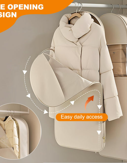 Load image into Gallery viewer, TPTAL Space Saving Hanging Garment Bag Beige with Self Compression Zipper
