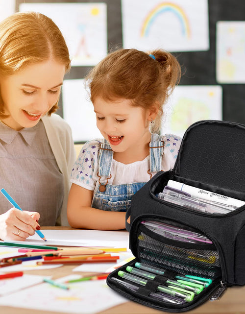 Load image into Gallery viewer, XQXA Large Capacity Pencil Case Organizer Multifunctional Travel Pen Bag Black
